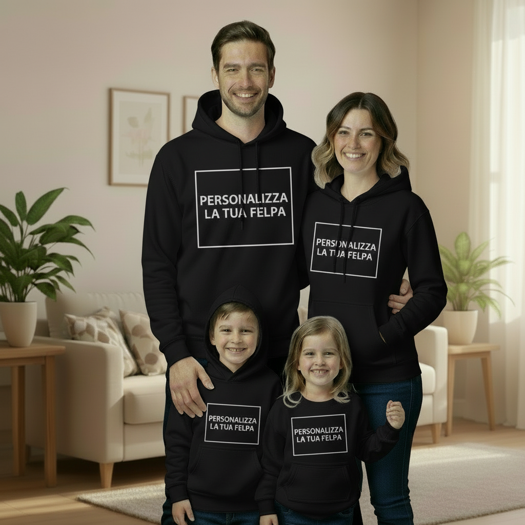 Felpa Cappuccio Personalizzabile Unisex – Stampa Nome Immagine Frase Adulti Bambini