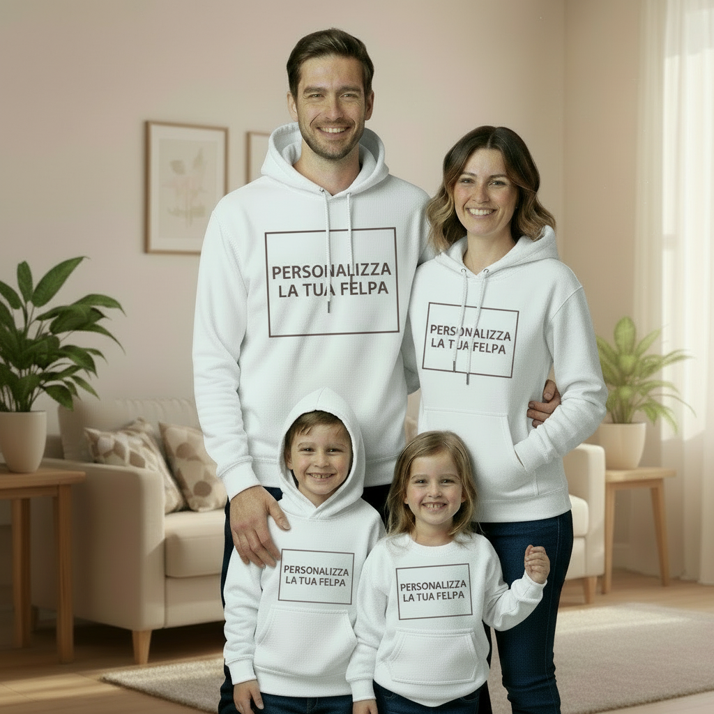 Felpa Cappuccio Personalizzabile Unisex – Stampa Nome Immagine Frase Adulti Bambini