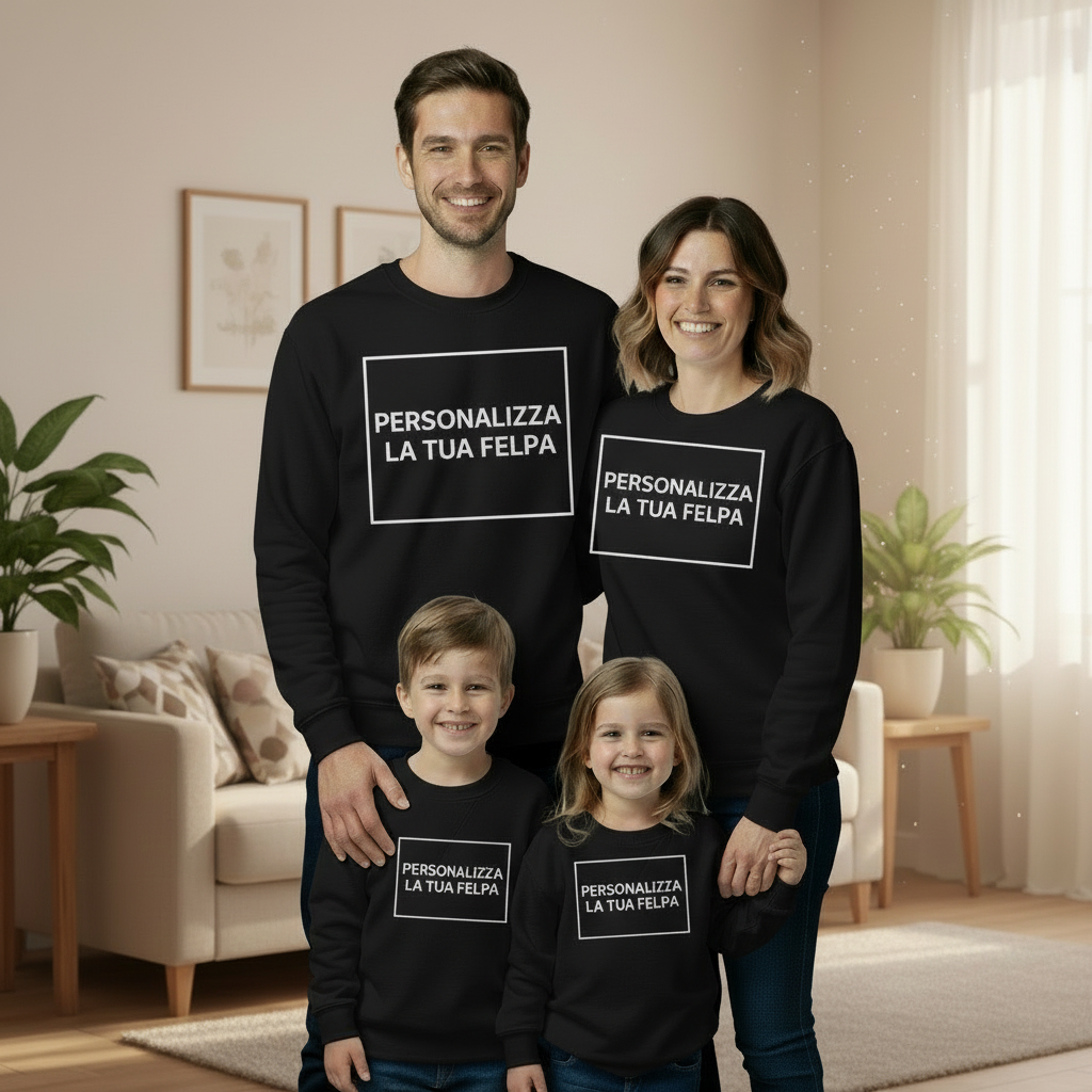Felpa Personalizzabile Unisex – Stampa Nome Logo Frase | Adulti e Bambini