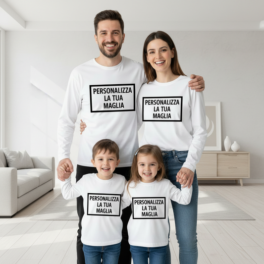 Maglia Manica Lunga personalizzabile per adulti e Bambini - Colore Bianco e Nero