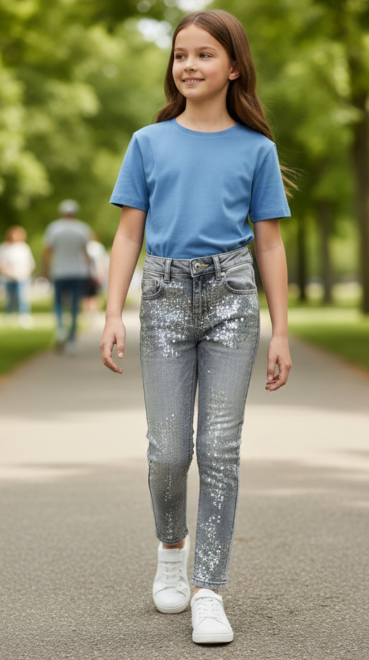 Jeans Bambina Pailettati Made in Italy – Glamour e Brillanti