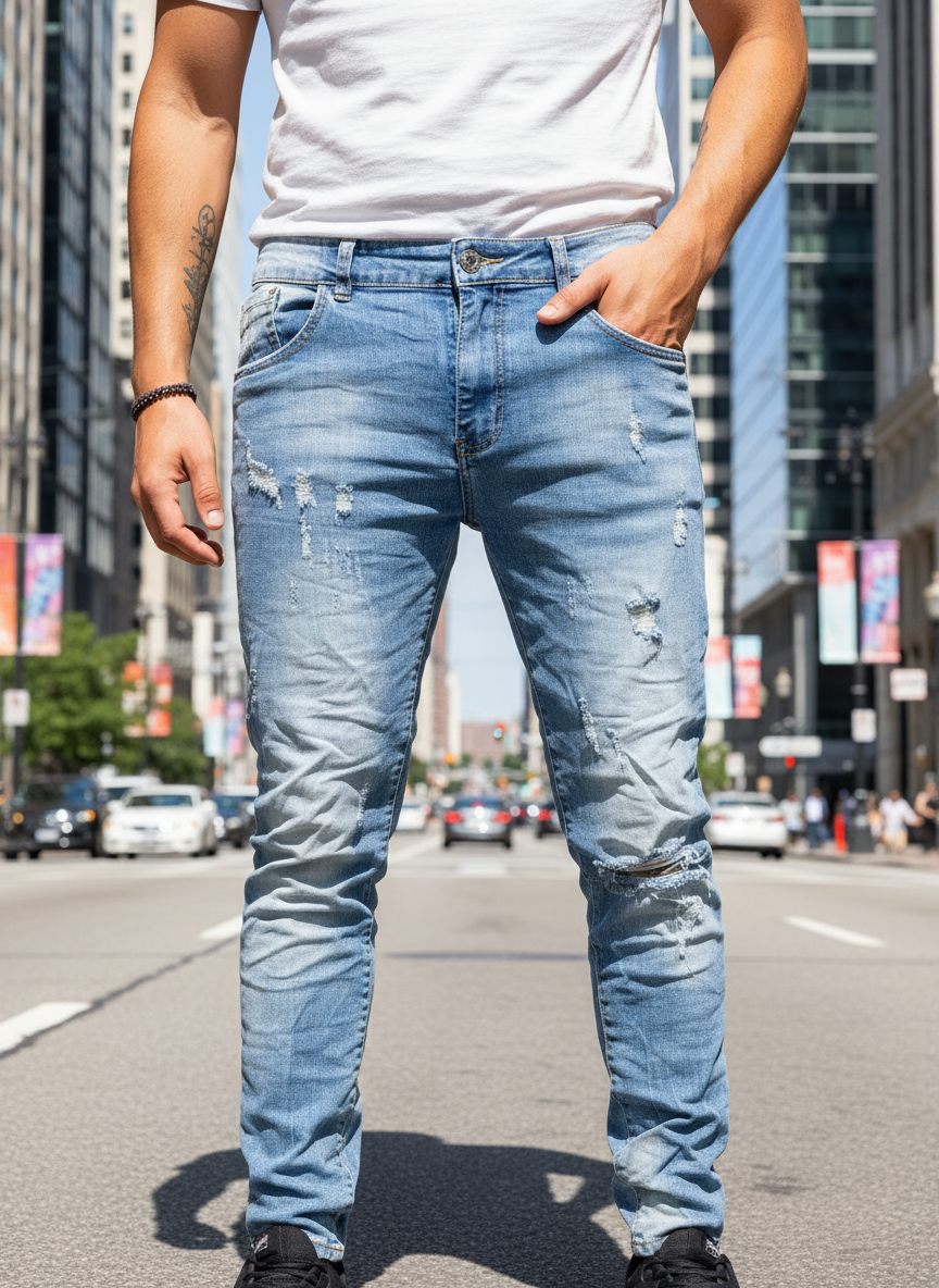 Jeans chiari da uomo stile vintage