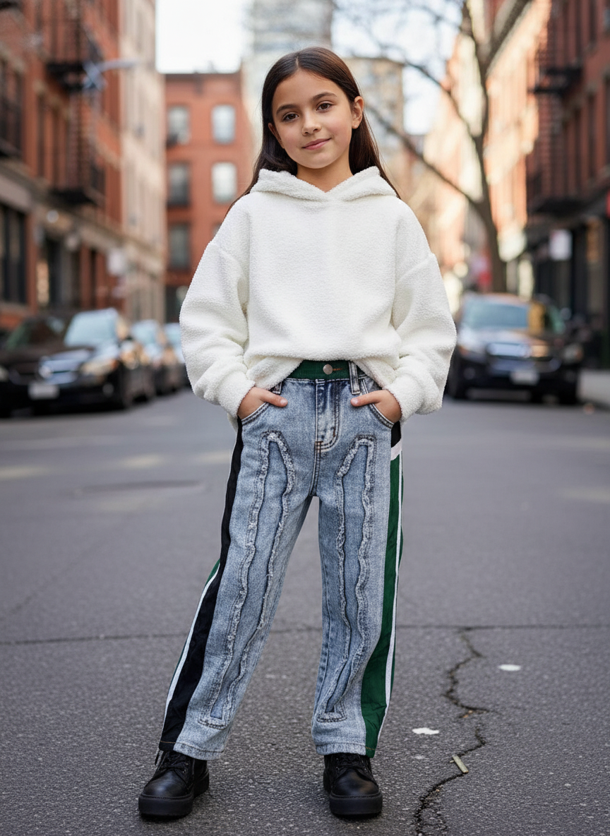 Jeans Bambina con Bande Laterali Made in Italy – Sportivi e Trendy