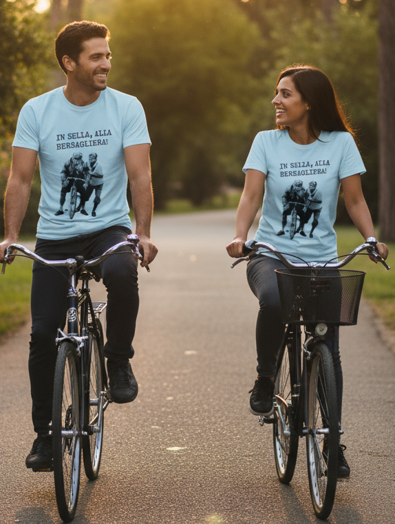 T-Shirt Made in Italy con stampa " FANTOZZI IN SELLA...."