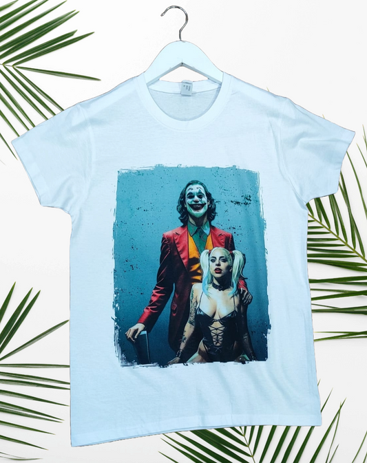 T-Shirt Made in Italy con stampa " JOKER e HARLEY QUINN "