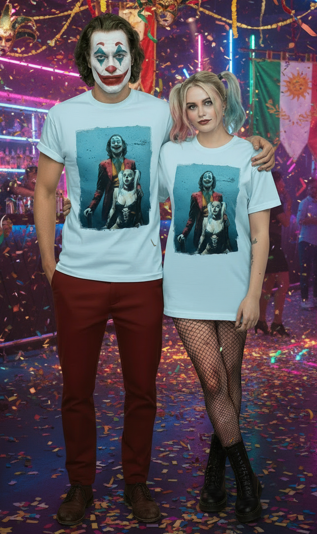 T-Shirt Made in Italy con stampa " JOKER e HARLEY QUINN "