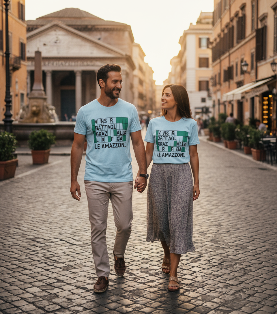 T-Shirt Made in Italy con Stampa LE AMAZZONI – Ruota della Fortuna Signor Giancarlo Cult