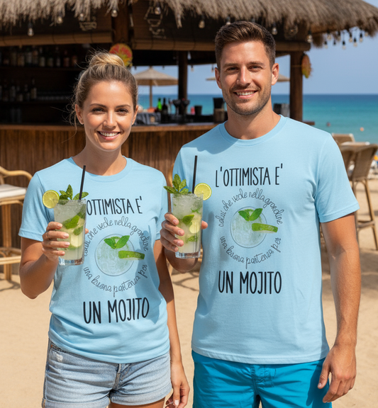 T-Shirt Made in Italy con stampa "L' OTTIMISTA E' UN MOJITO "