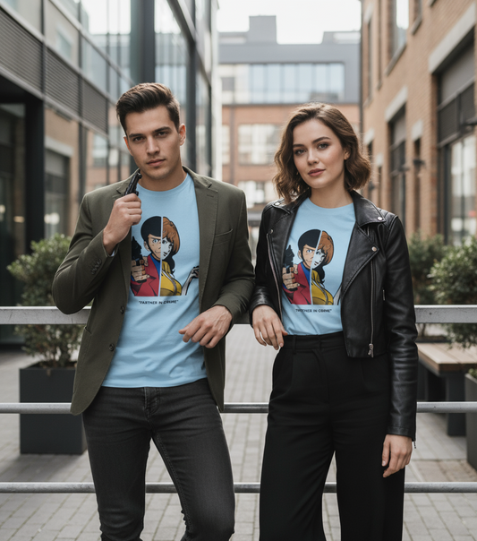 T-Shirt Made in Italy con stampa Lupin & Fujiko Partner in Crime – Cotone XS-XXXL