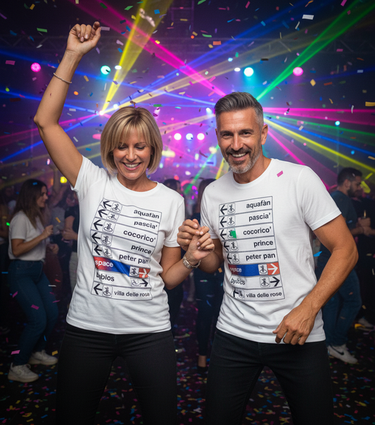 T-Shirt Made in Italy con Stampa DISCOTECHE – Cotone Vintage Donna Uomo