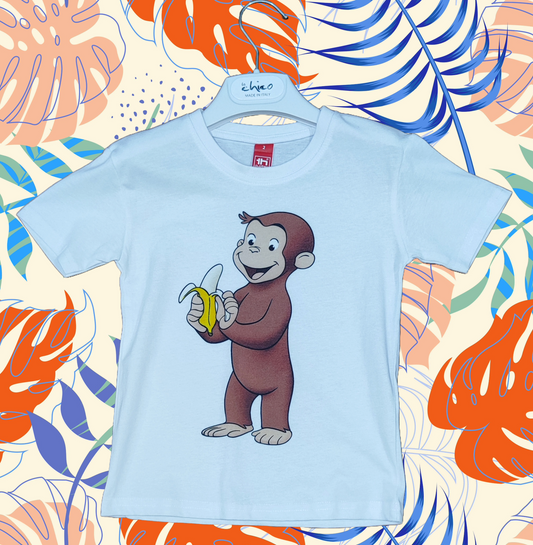 T-Shirt Made in Italy con stampa " LA SCIMMIA GEORGE"