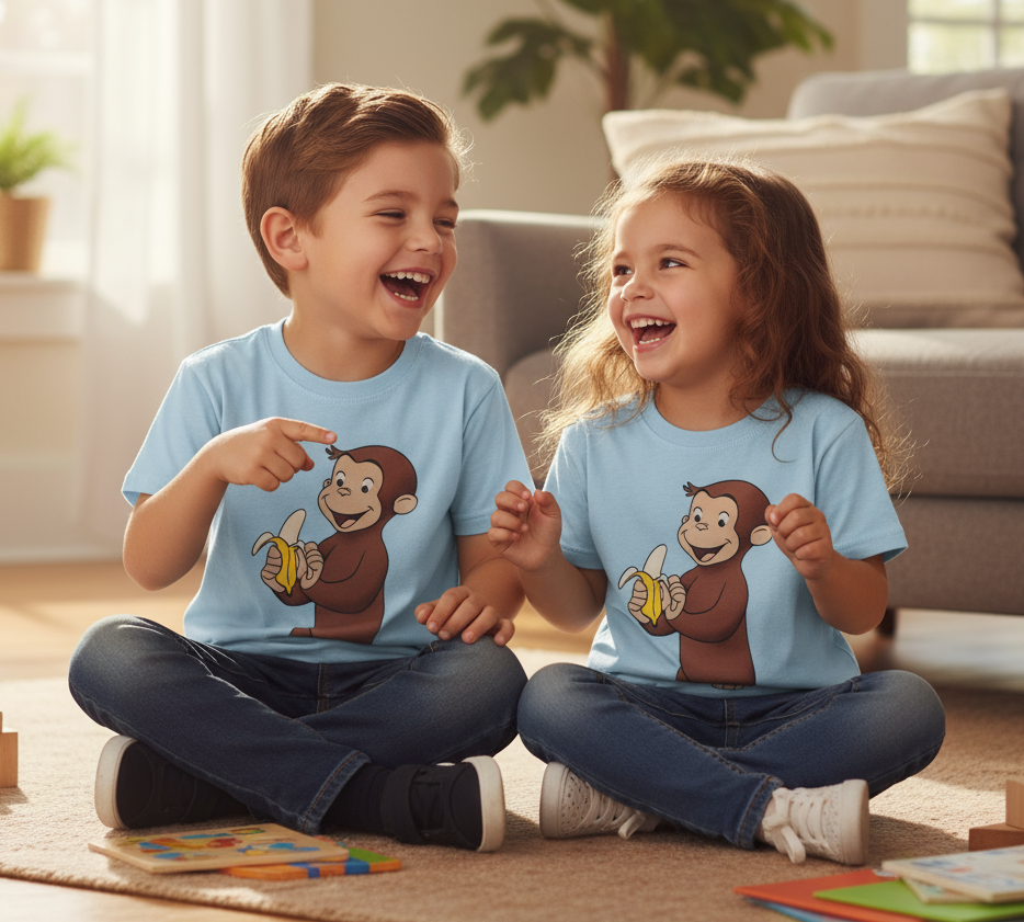 T-Shirt Bambini con Stampa George Made in Italy – Divertente