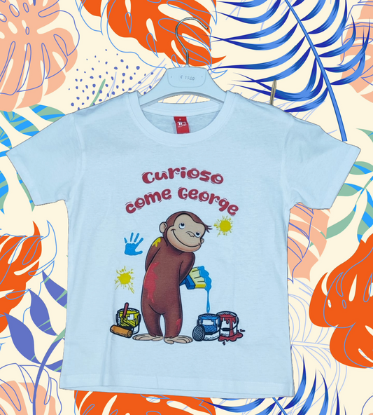 T-Shirt Made in Italy con stampa " CURIOSO COME GEORGE"
