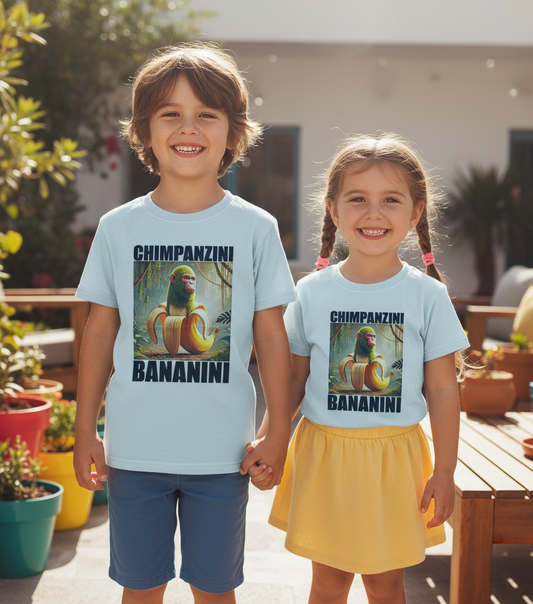T-Shirt Bambini BrainRot Chimpanzini Bananini – Meme Virale Made in Italy