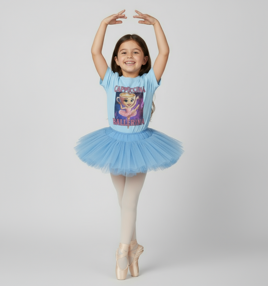 T-Shirt Bambini BrainRot Cappuccina Ballerina – Meme Virale Made in Italy
