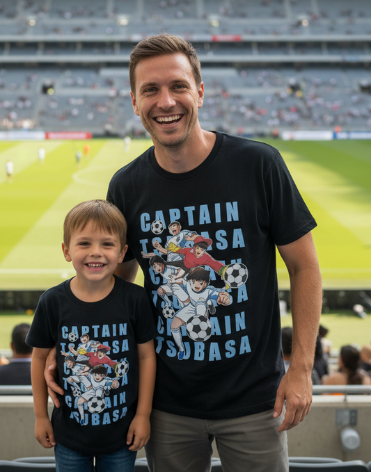 T-Shirt Mini Me Capitan Tsubasa – Bambini e Adulti Made in Italy Anime Calcio
