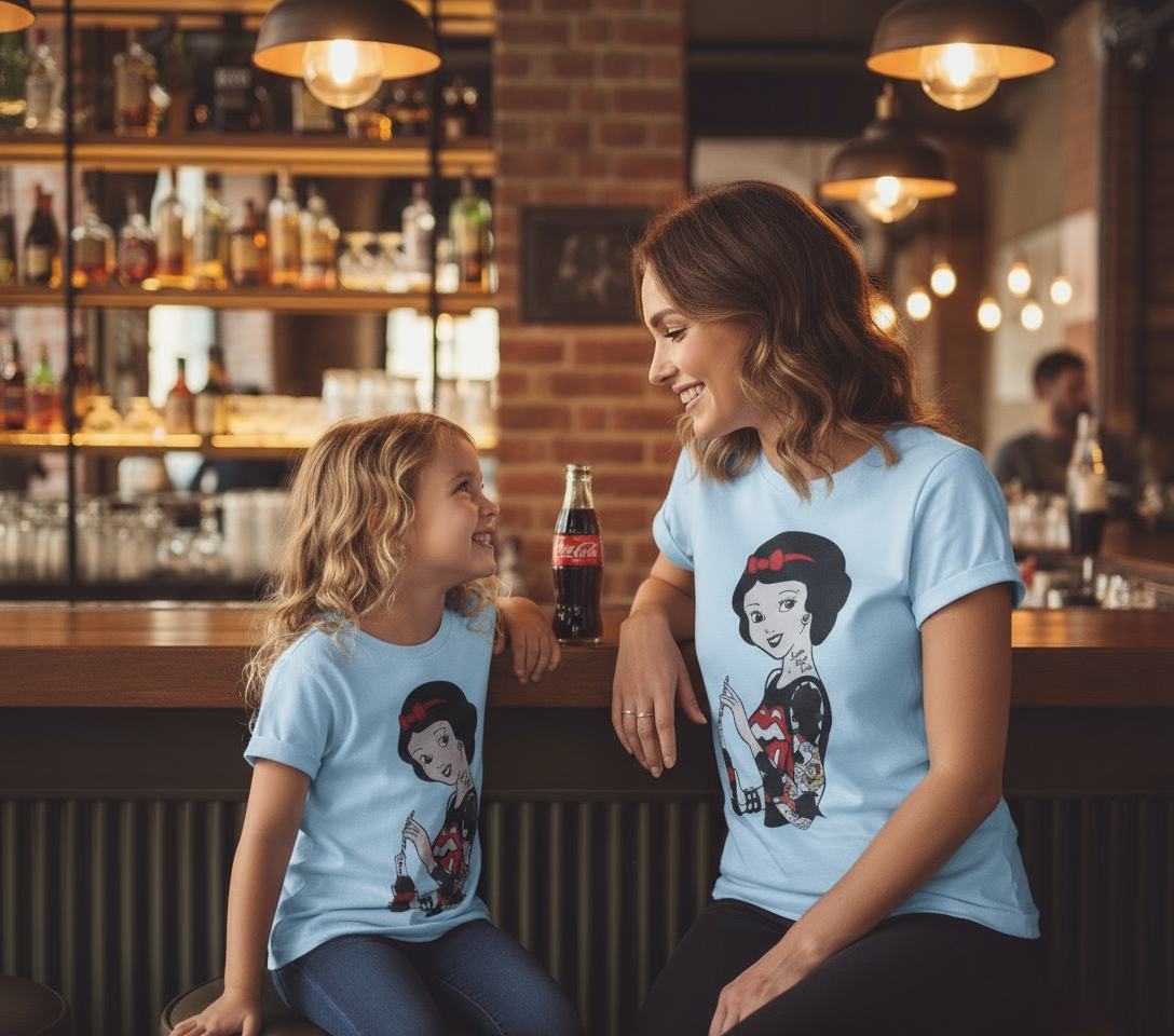 T-Shirt Mini Me Biancaneve con Tatuaggi – Bambini e Adulti Made in Italy Virale