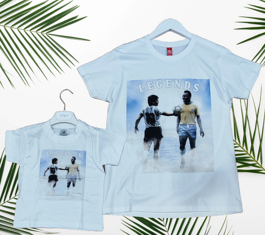 T-Shirt Made in Italy con stampa "MARADONA E PELE' LEGENDS"