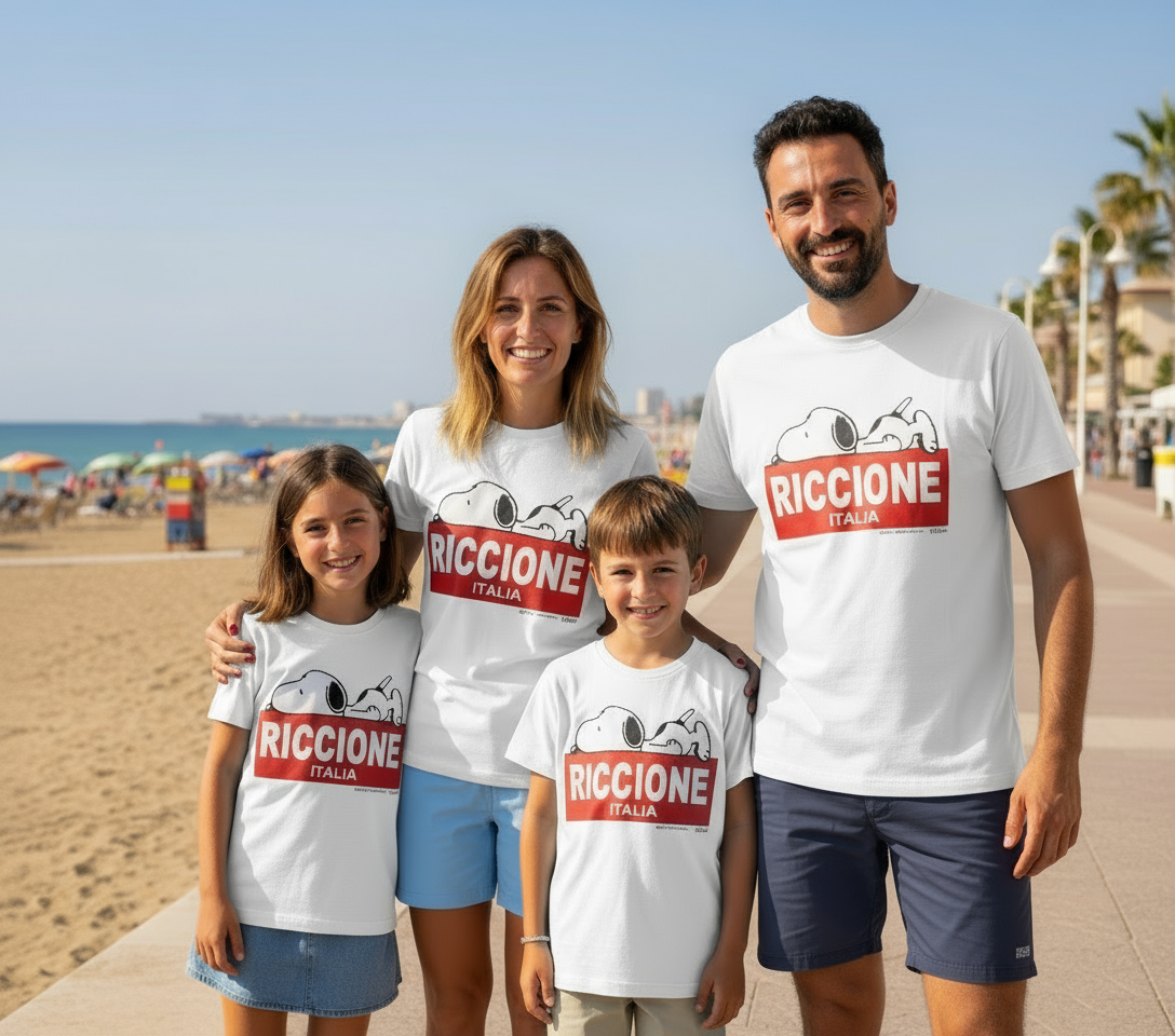 T-Shirt Mini Me Snoopy a Riccione – Bambini e Adulti Made in Italy