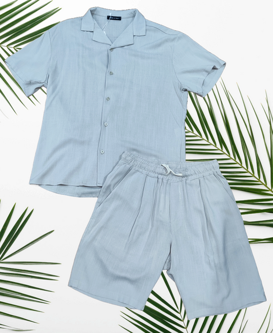 Completo Uomo in Viscosa 100% Made in Italy - Camicia e Pantaloncino Coordinati