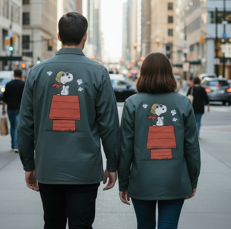 Camicia Militare Vintage Snoopy – Stampa Tra le Nuvole