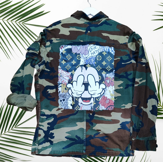Giacca Militare Camouflage Unisex con Stampa Pop Art – Design Urban con Dettagli Streetwear