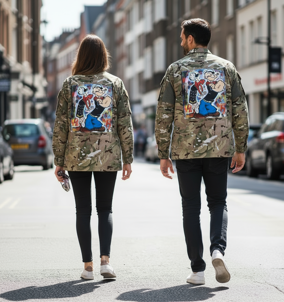 Giacca Militare Camouflage Braccio di Ferro – Pop Art Unisex