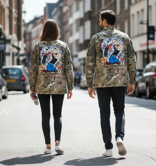 Giacca Militare Camouflage Braccio di Ferro – Pop Art Unisex