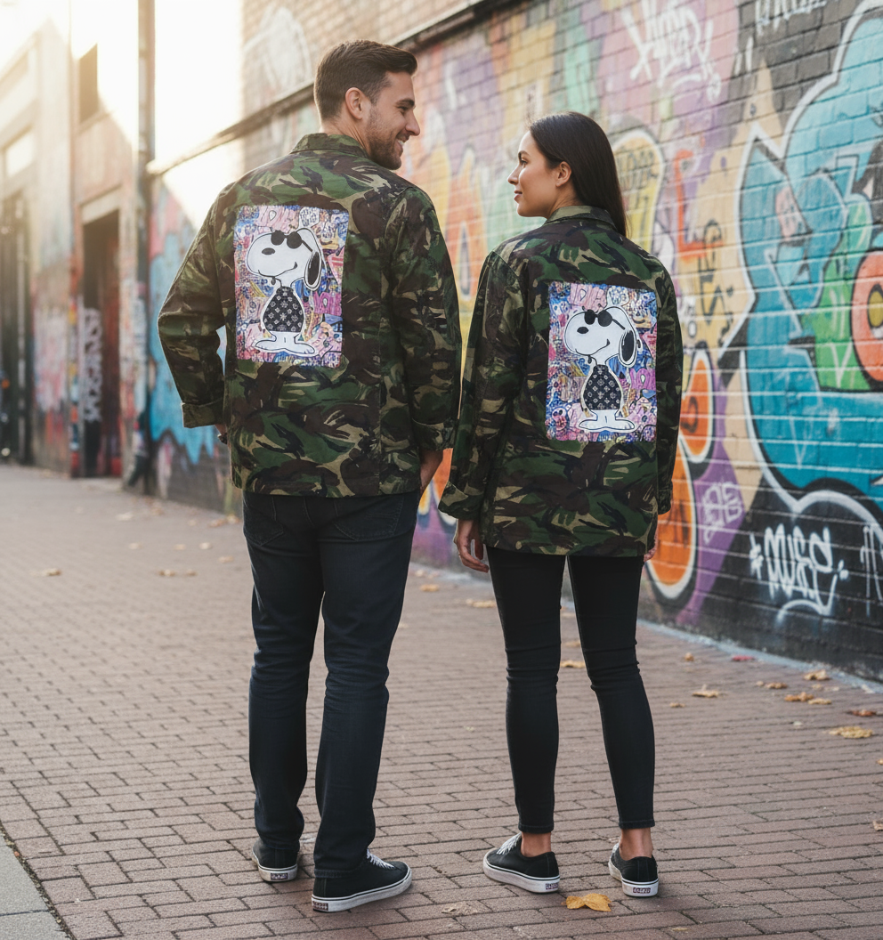 Camicia Militare Camouflage Snoopy – Pop Art Unisex