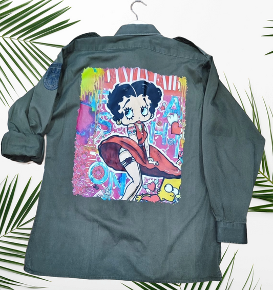 Camicia Militare Vintage con Stampa BETTY BOOP