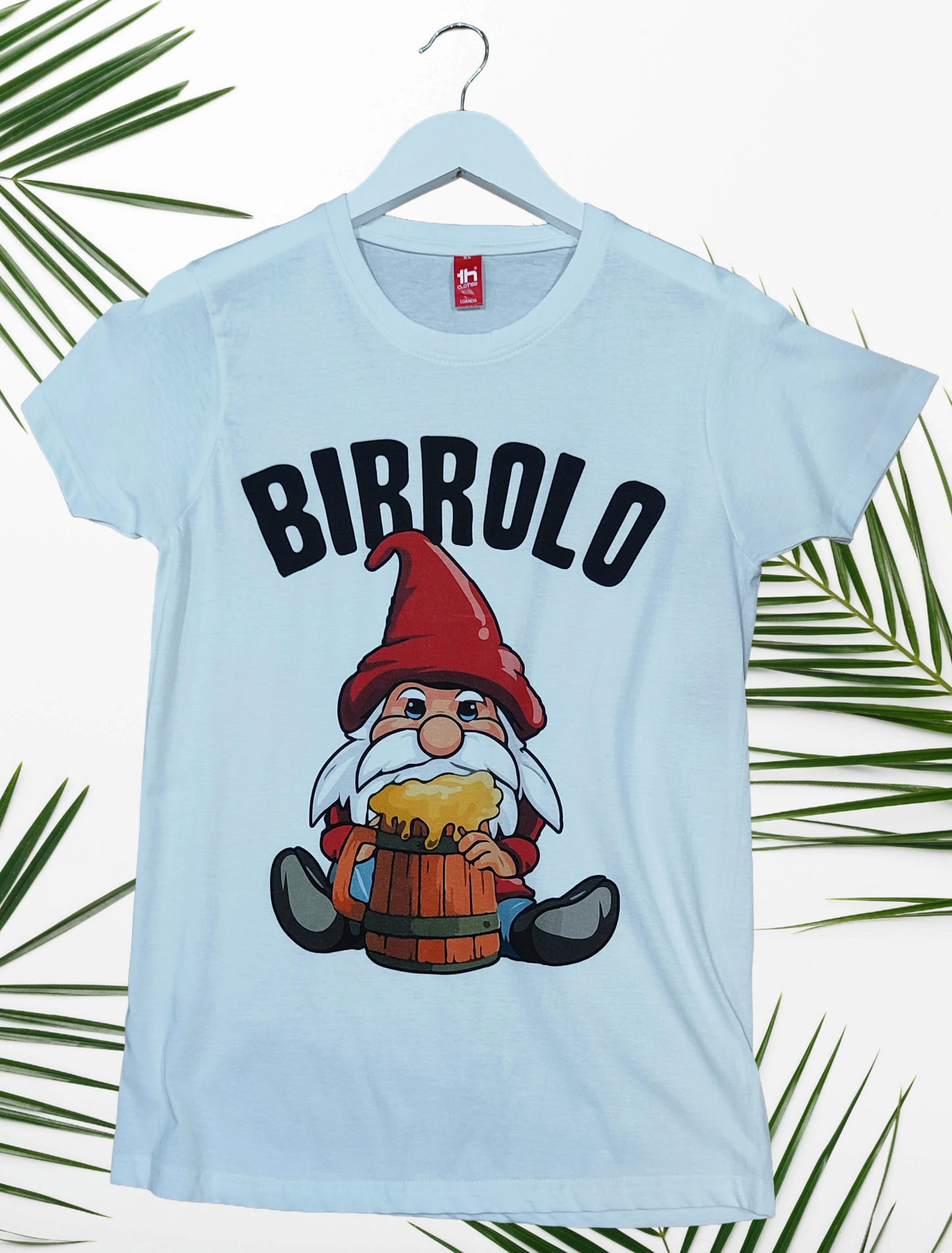 T-Shirt In Cotone Made In Italy – Stampa Gnomo “Birrolo”