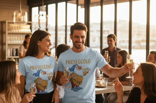 T-Shirt in Cotone Made in Italy – Gnomo Proseccolo Grafica Ironica XS-XXXL