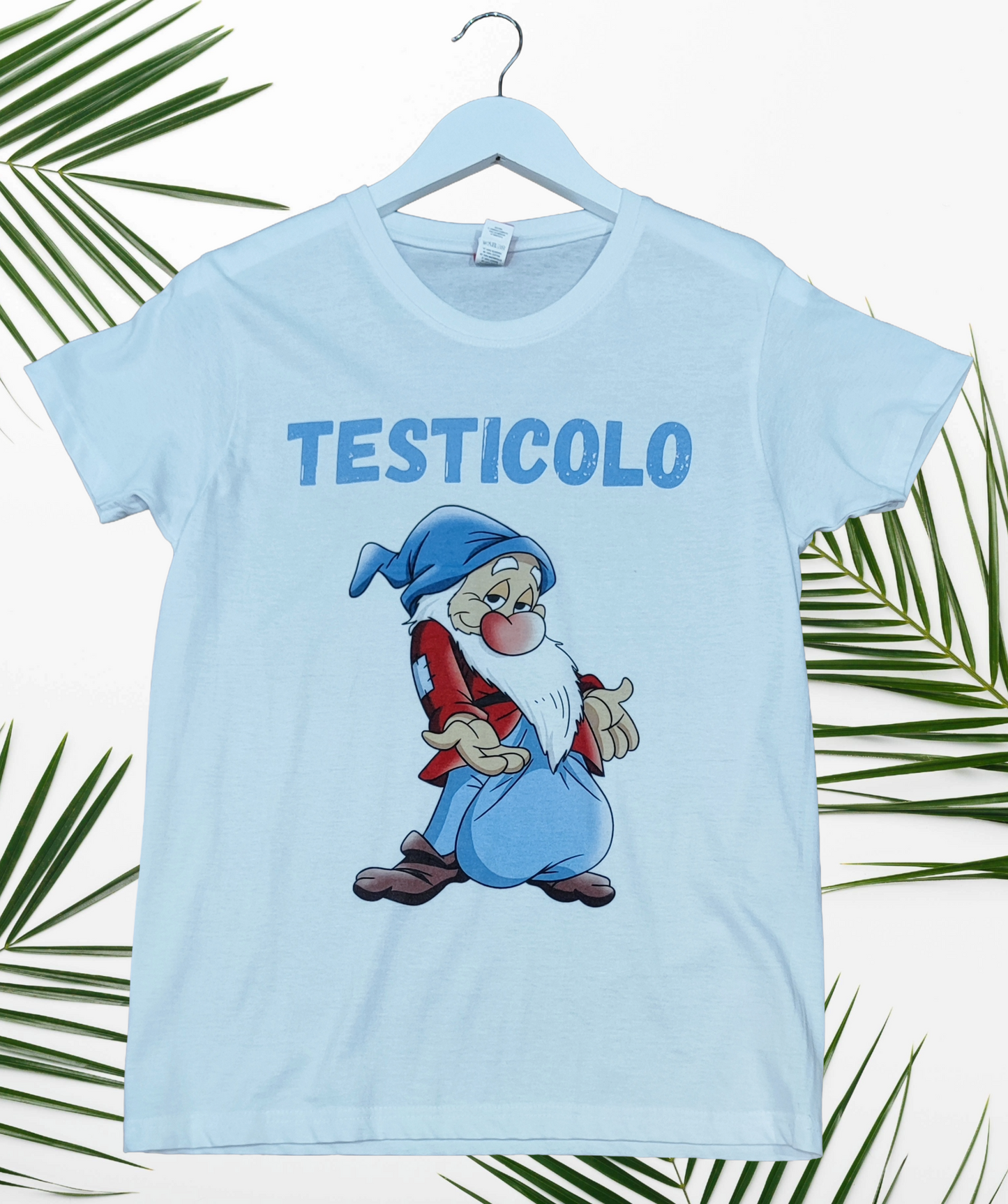 T-Shirt In Cotone Made In Italy – Stampa Gnomo “Testicolo”