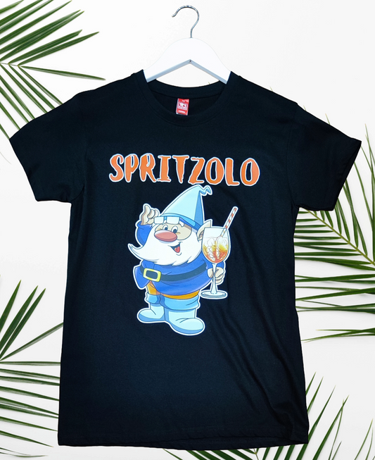 T-Shirt In Cotone Made In Italy – Stampa Gnomo “Spritzolo”