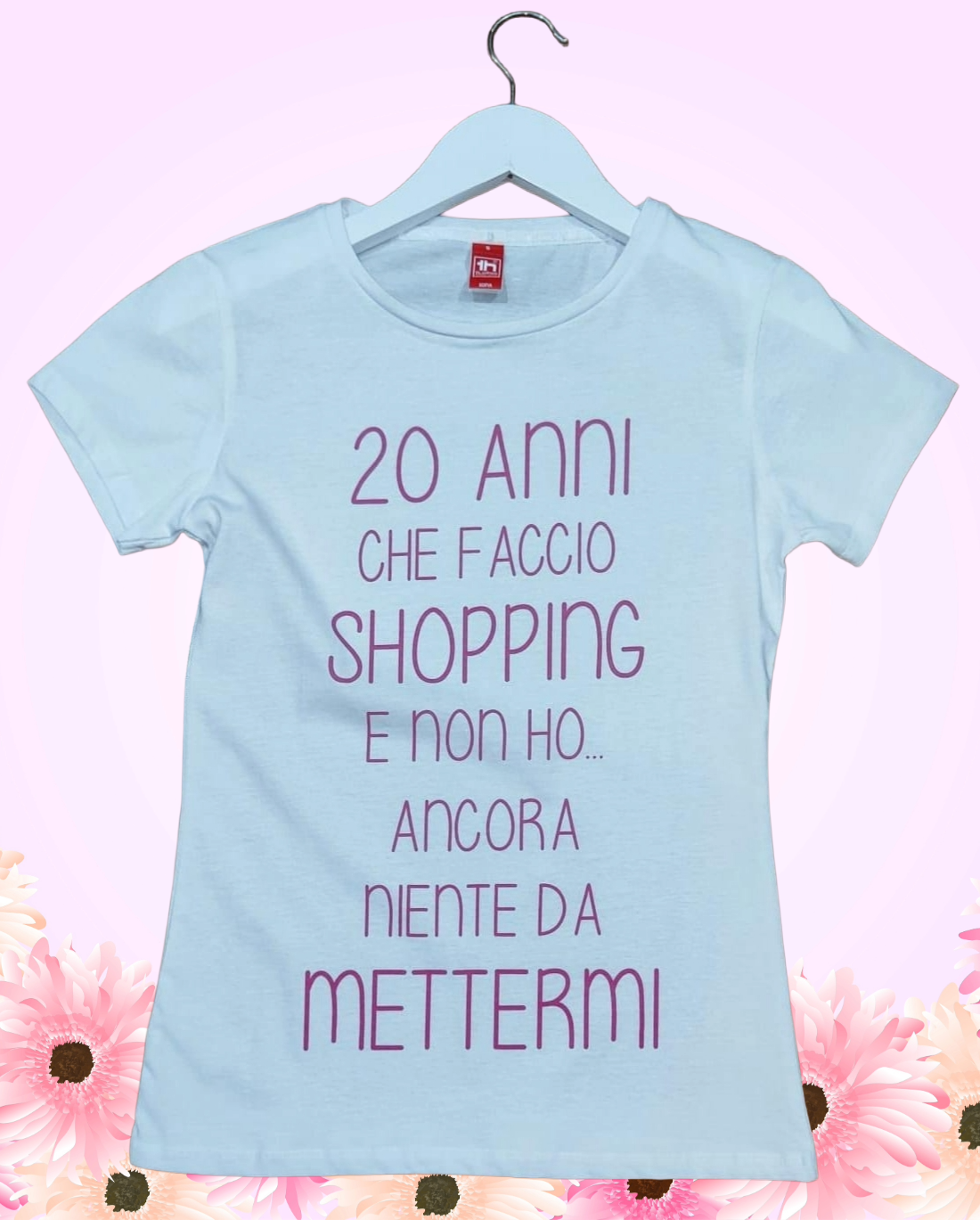 T-Shirt Donna “20 Anni di Shopping e Niente da Mettermi” – Maglia Spiritosa Made in Italy