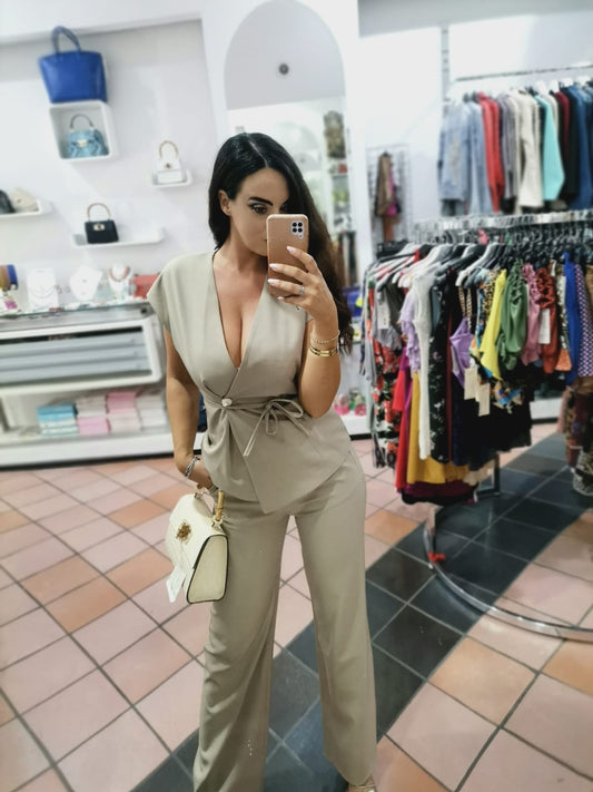 Tailleur Donna Autunno Inverno Elegante – Completo Giacca Pantalone Nero Beige Marrone Verde