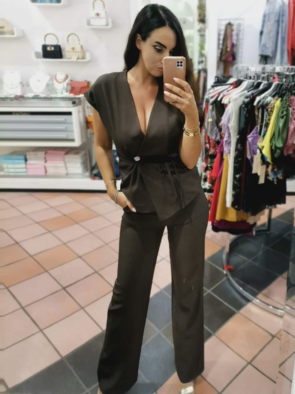 Tailleur Donna Autunno Inverno Elegante – Completo Giacca Pantalone Nero Beige Marrone Verde