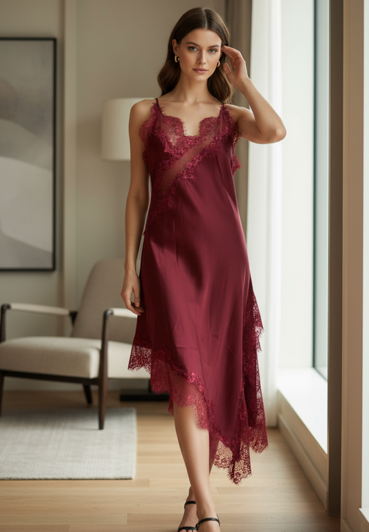 Top Asimmetrico con Pizzo Donna – Made in Italy Taglia Unica Colori Panna Nero Bordeaux