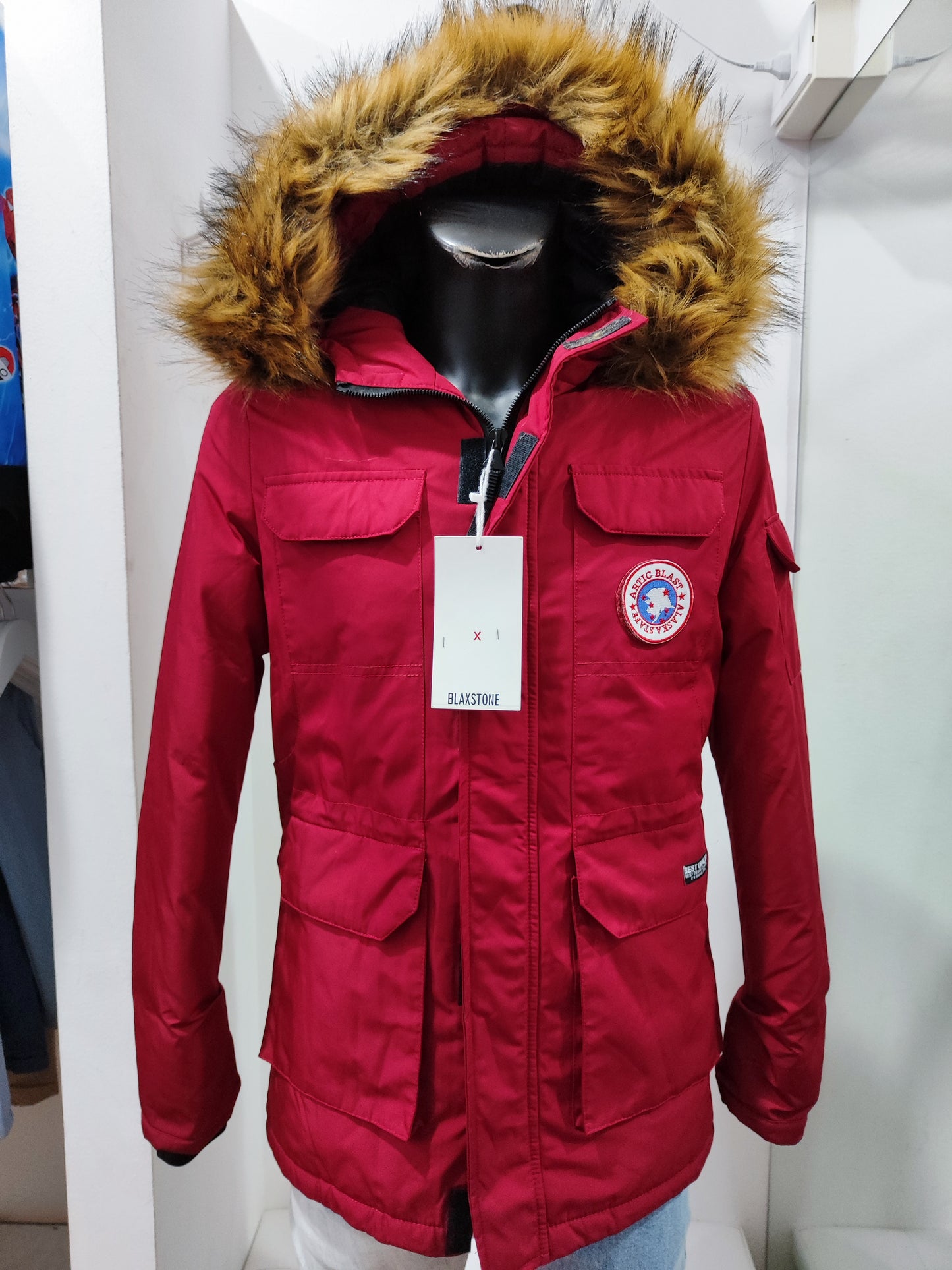 Giaccone Invernale Uomo con Cappuccio – Rosso / Blu