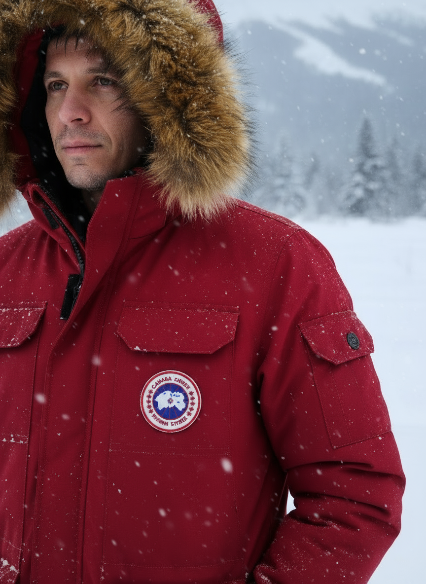 Giaccone Invernale Uomo con Cappuccio – Rosso / Blu