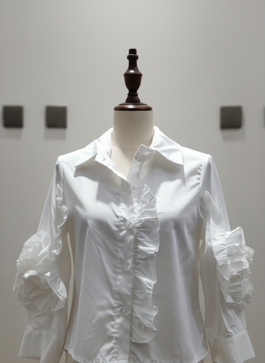 Camicia Bambina Bianca Rouches Rosa Made in Italy – Elegante