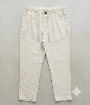 "Pantalone uomo lino beige con coulisse Made in Italy"