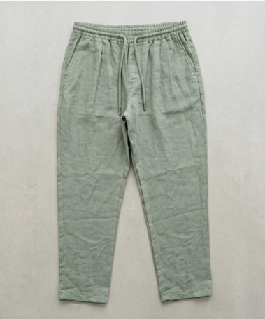 Pantalone uomo lino verde con coulisse Made in Italy"