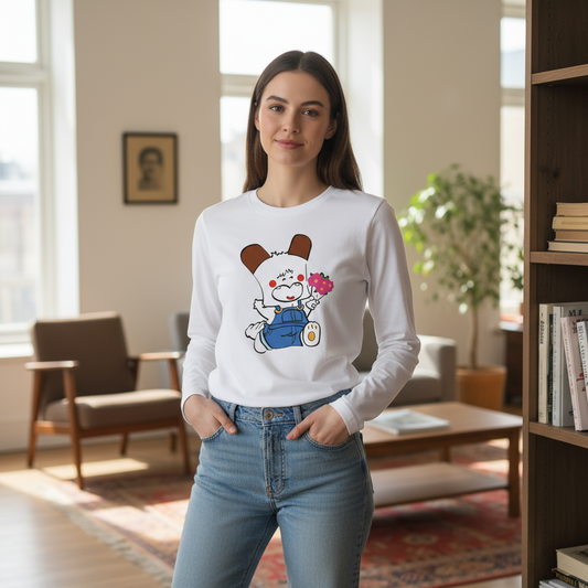 Maglia Manica Lunga Made in Italy con Stampa Spank - Colori Bianco e Nero | Taglie da 1/2 Anni a XXXL