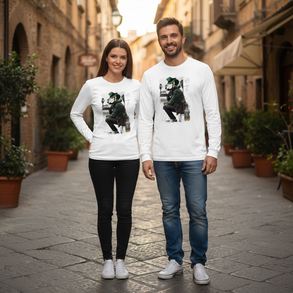 Maglia Manica Lunga Jigen Lupin III Made in Italy – Bianco e Nero | Adulti e Bambini