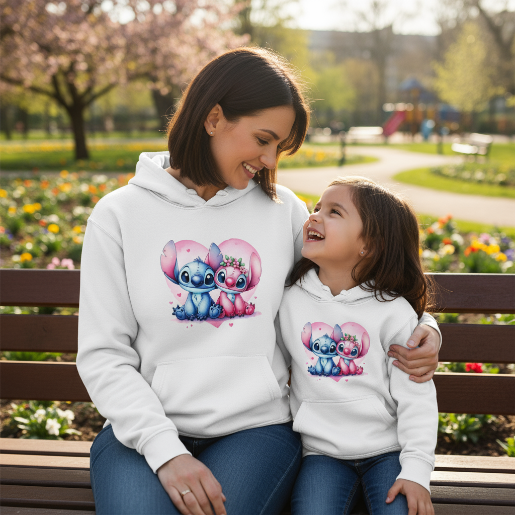 Felpa con Cappuccio Stitch – Bambini e Adulti Made in Italy Disney