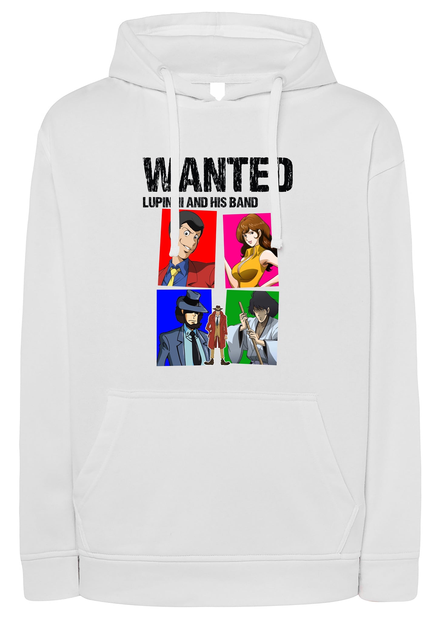 Felpa Cappuccio Lupin e la sua Banda – Bianco/Nero Adulto / Bianco/Grigio Bambino