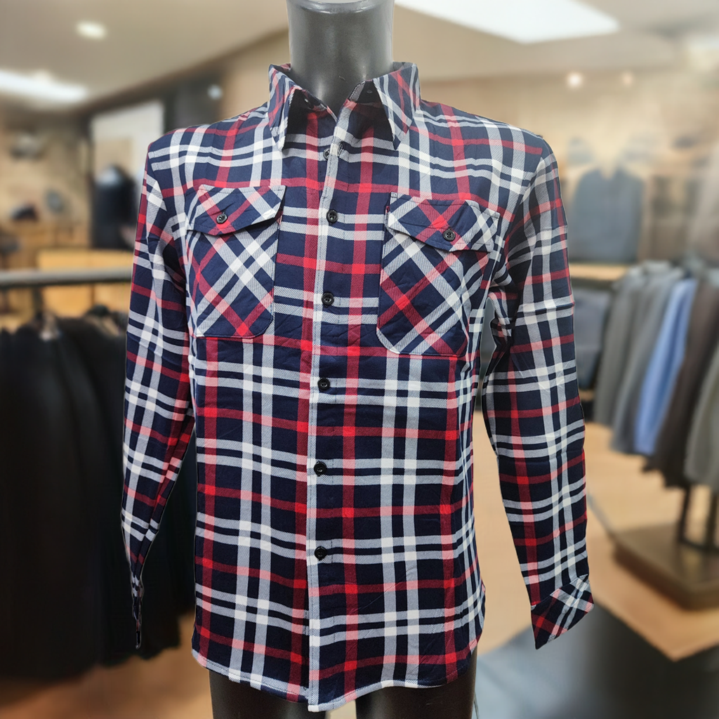 Camicia Uomo Flanella Tartan Blu Rosso Bianco – Bread & Buttons