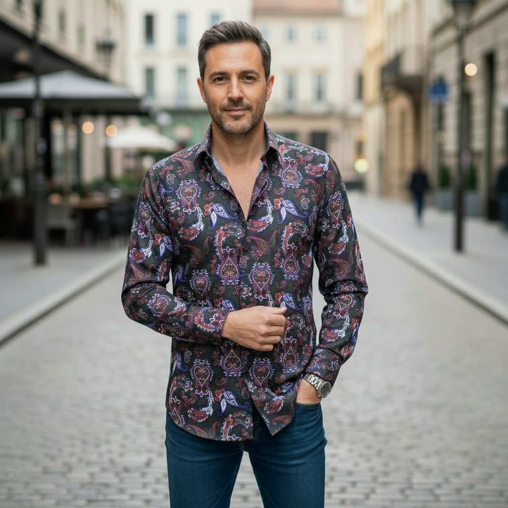 Camicia Uomo Victor Cool Verde – Fantasia Damascata Elegante