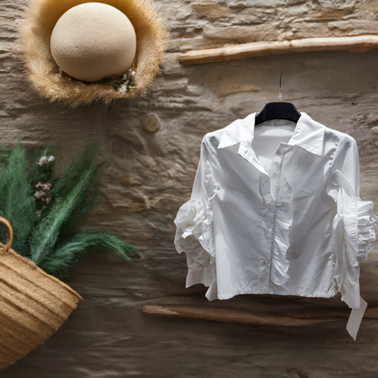 Camicia Made in Italy da Bambina con Rouches a forma di Rosa